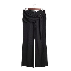 M. Officer Vintage Black Mid-Rise Straight Leg Ruched Belted Pants Sz 2